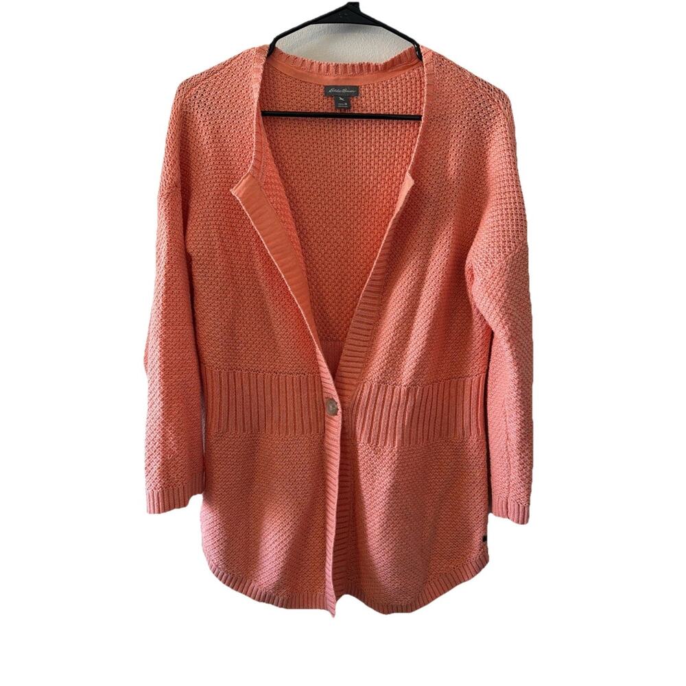 Women's Eddie Bauer orange cotton one button cardigan Medium